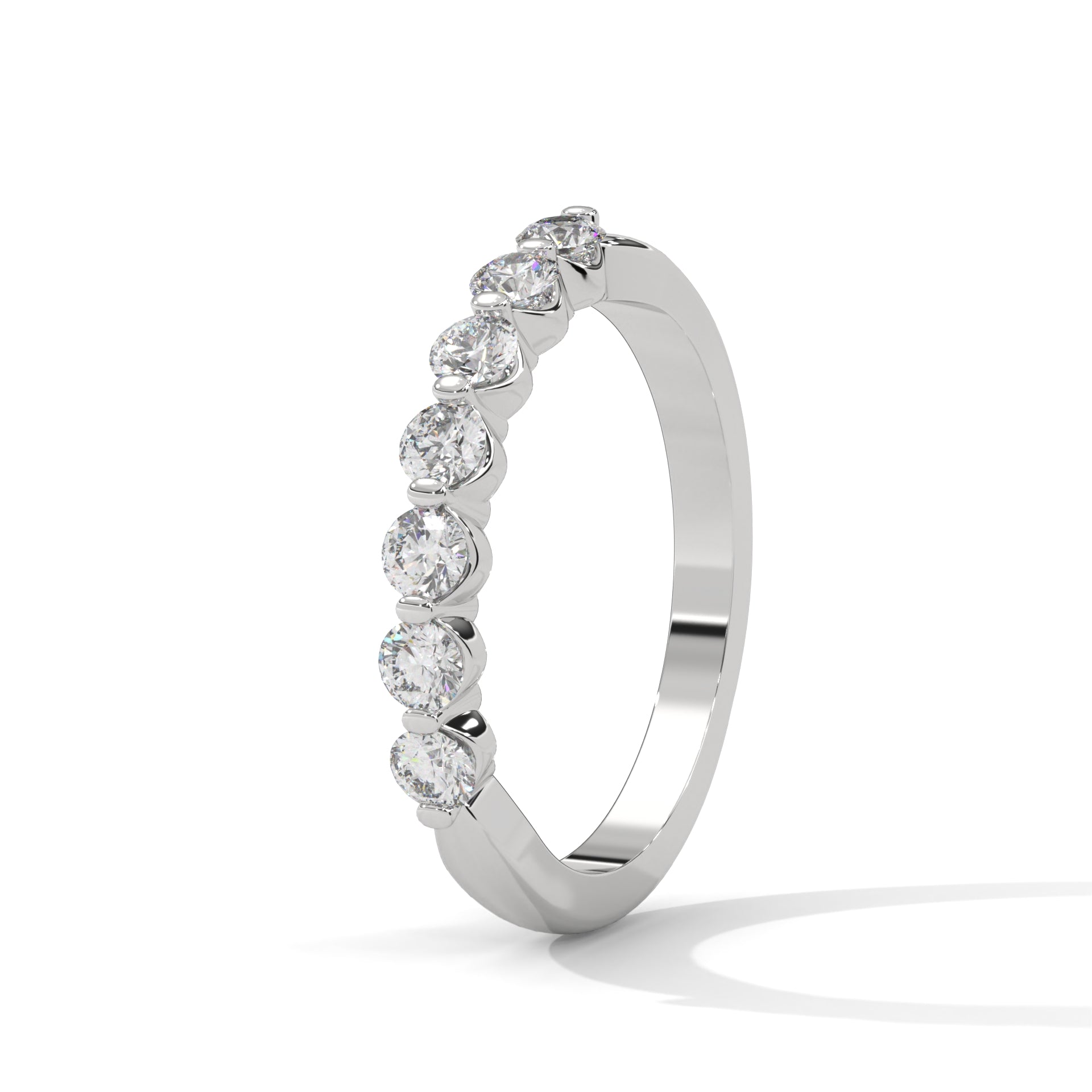 seven round cut moissanite half eternity band