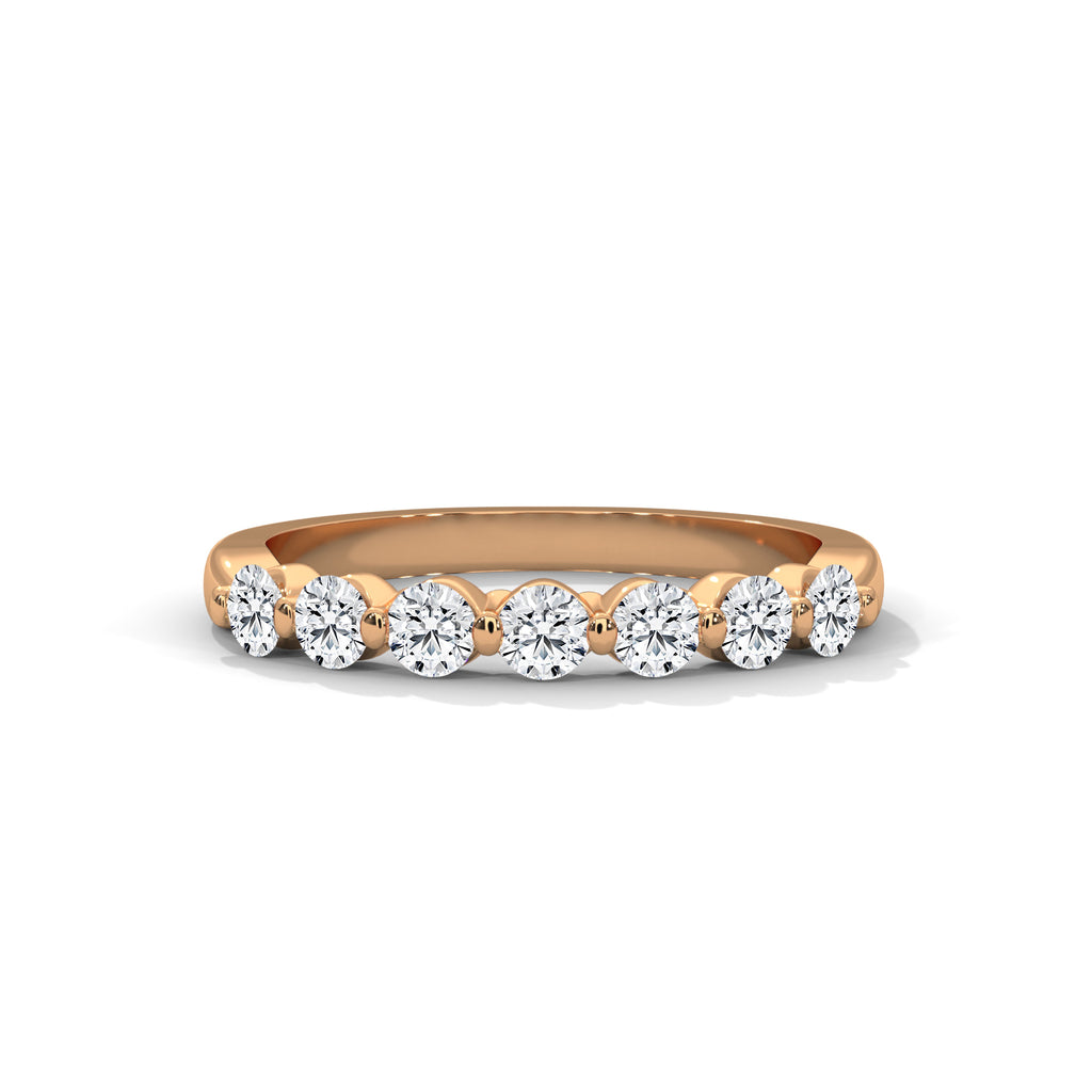 seven round cut moissanite half eternity band for women