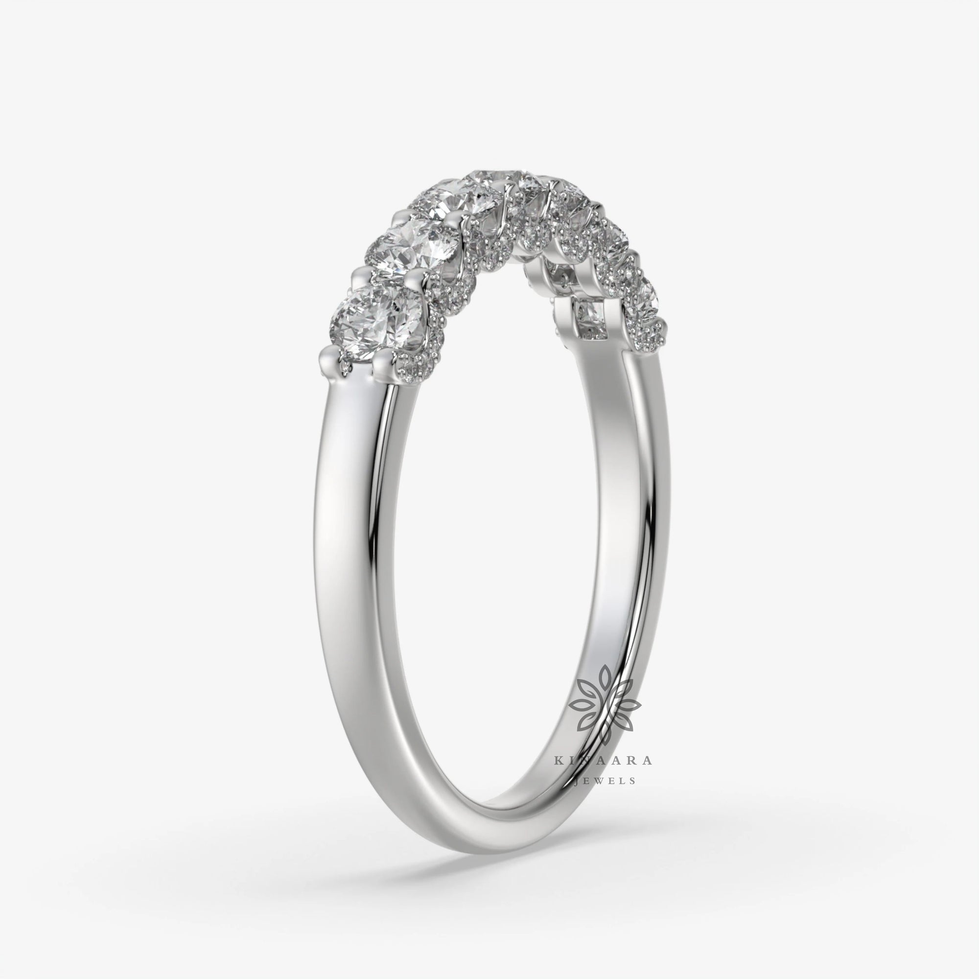 seven round cut moissanite wedding band