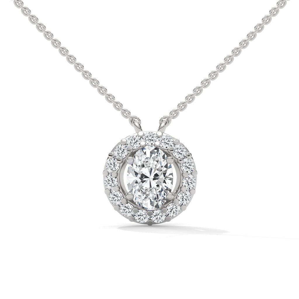 solitaire pendent with halo setting