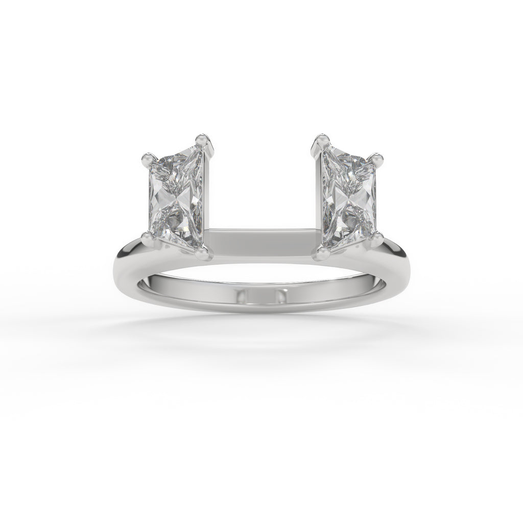 twin trapezoid moissanite enhancer Band in 18k white gold