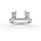 twin trapezoid moissanite enhancer Band in 18k white gold