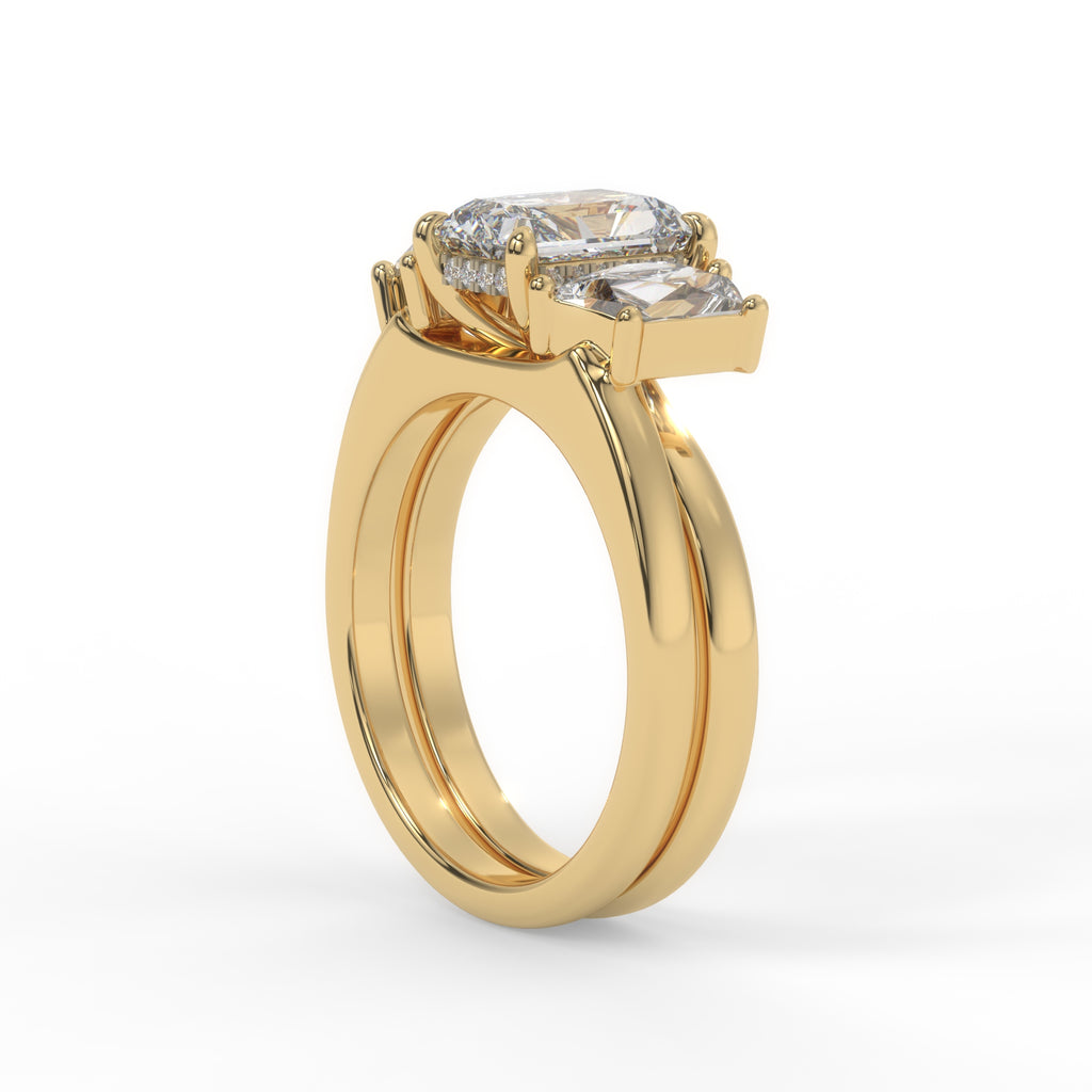twin trapezoid cut diamond enhancer ring