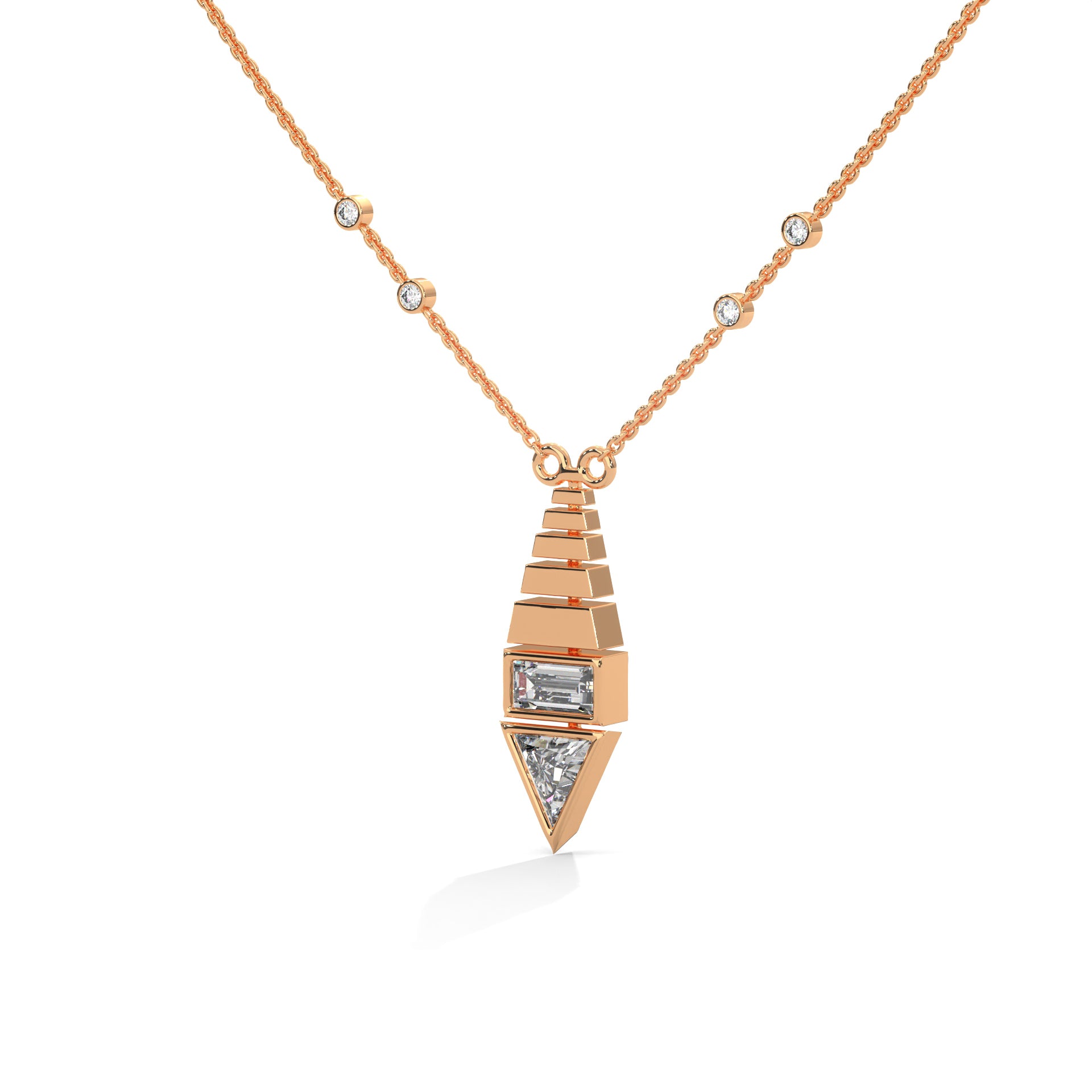 triangular diamond and baguette-cut diamonds