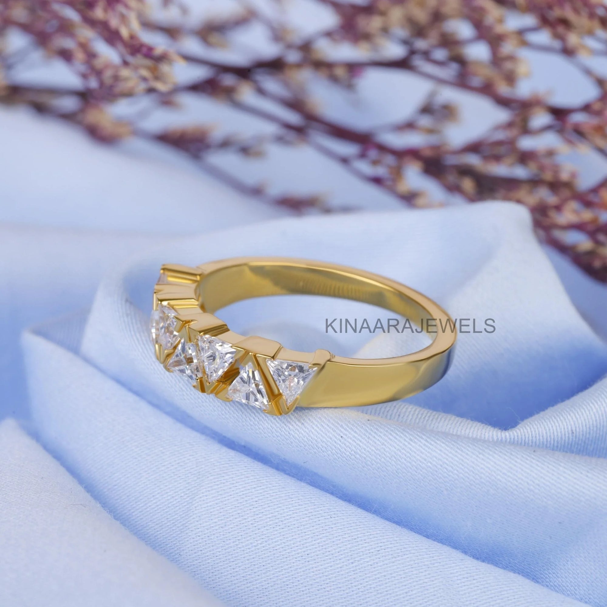 trillion cut moissanite band