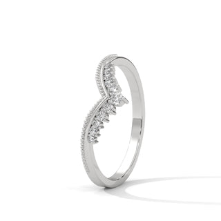 vintage moissanite v shaped curved wedding band