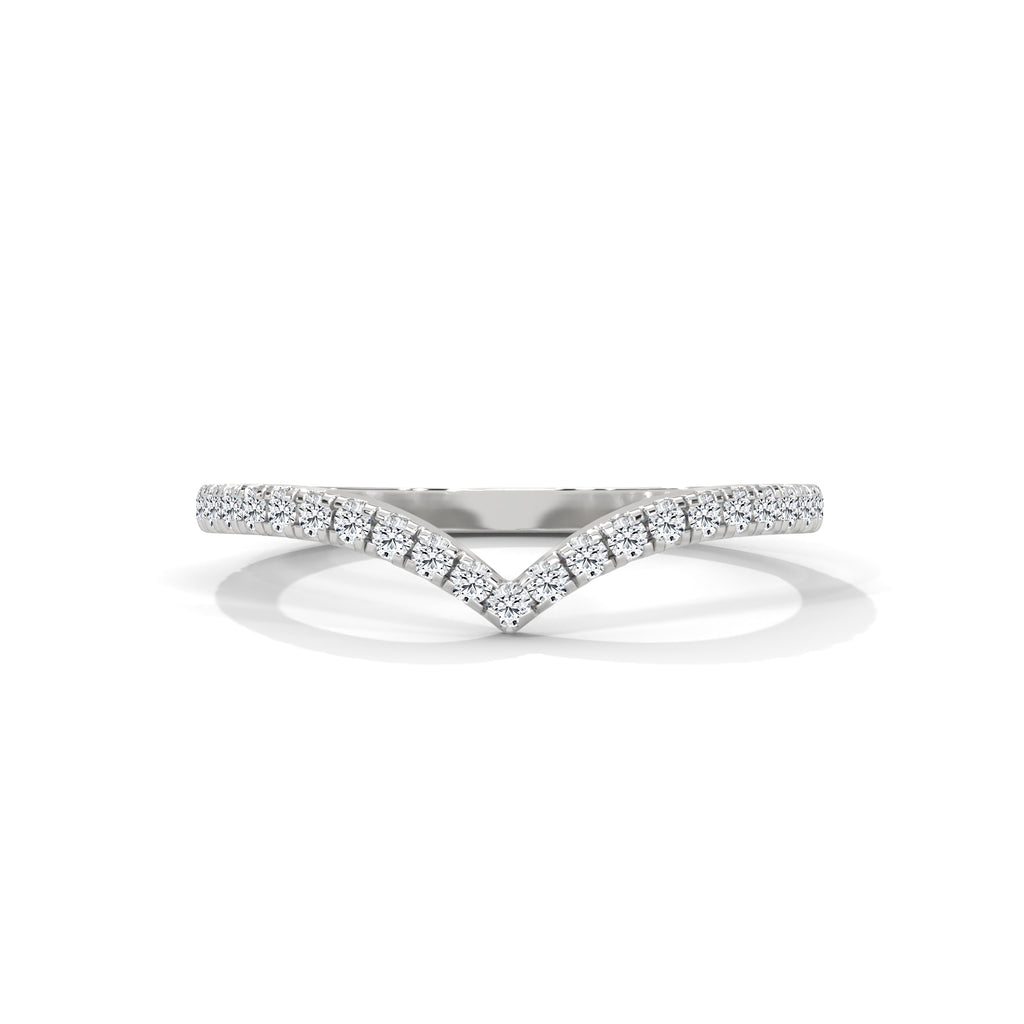 v shaped curved eternity wedding band
