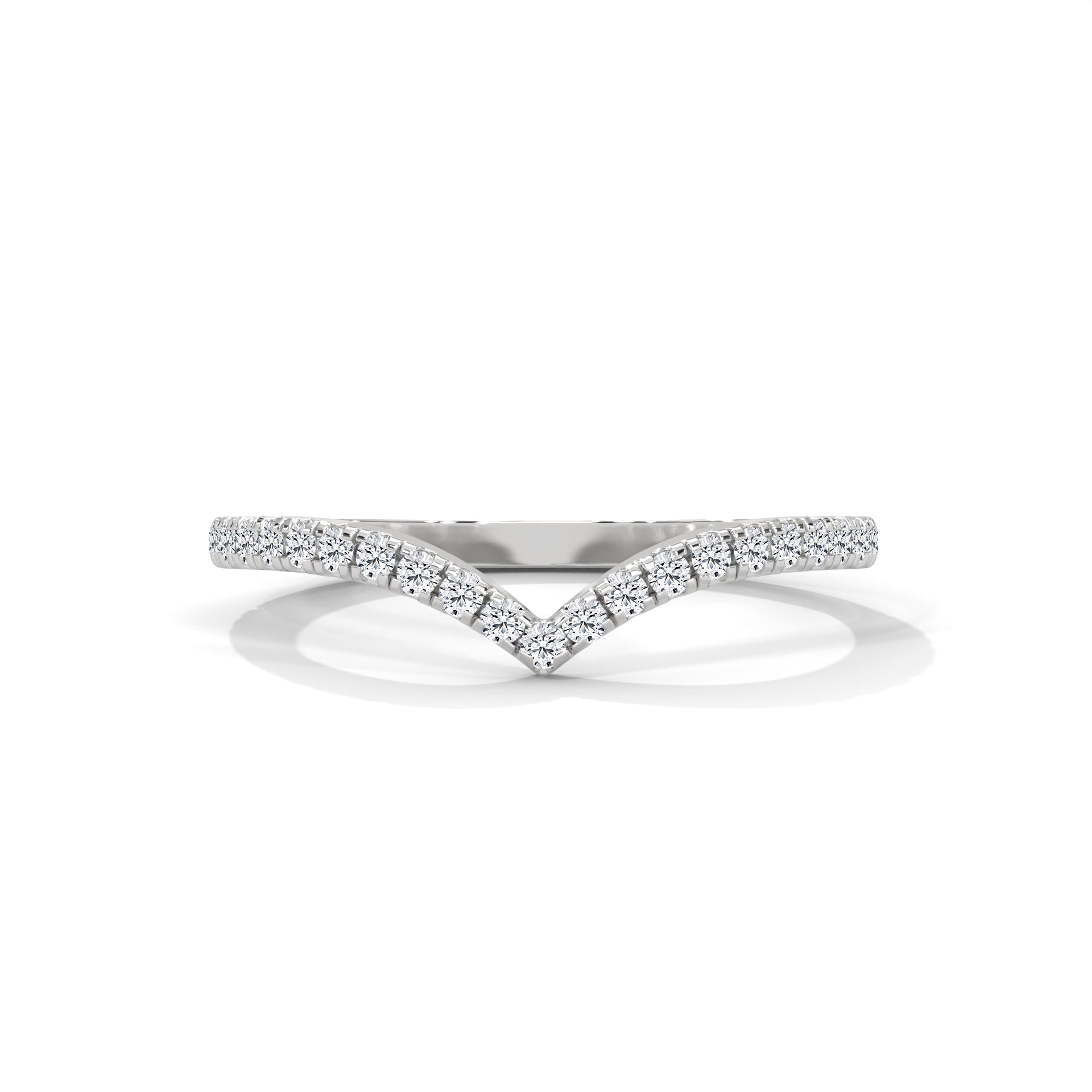 v shaped curved eternity wedding band