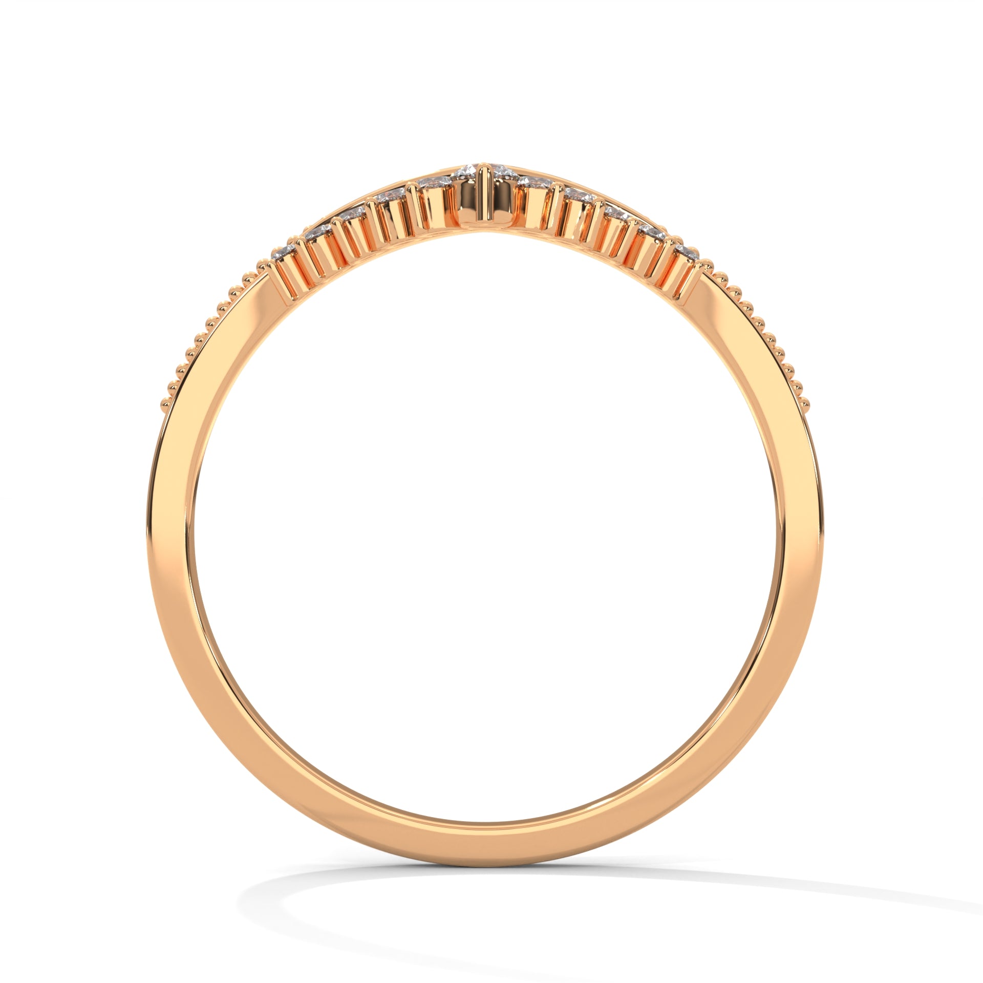 v shape dcurved wedding band RoseGold