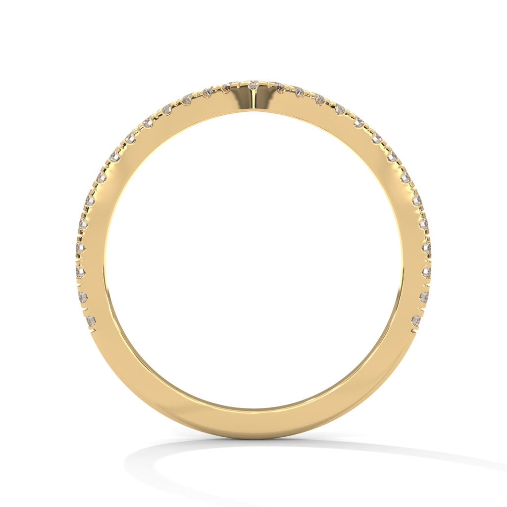 v shaped curved wedding band in 10K gold