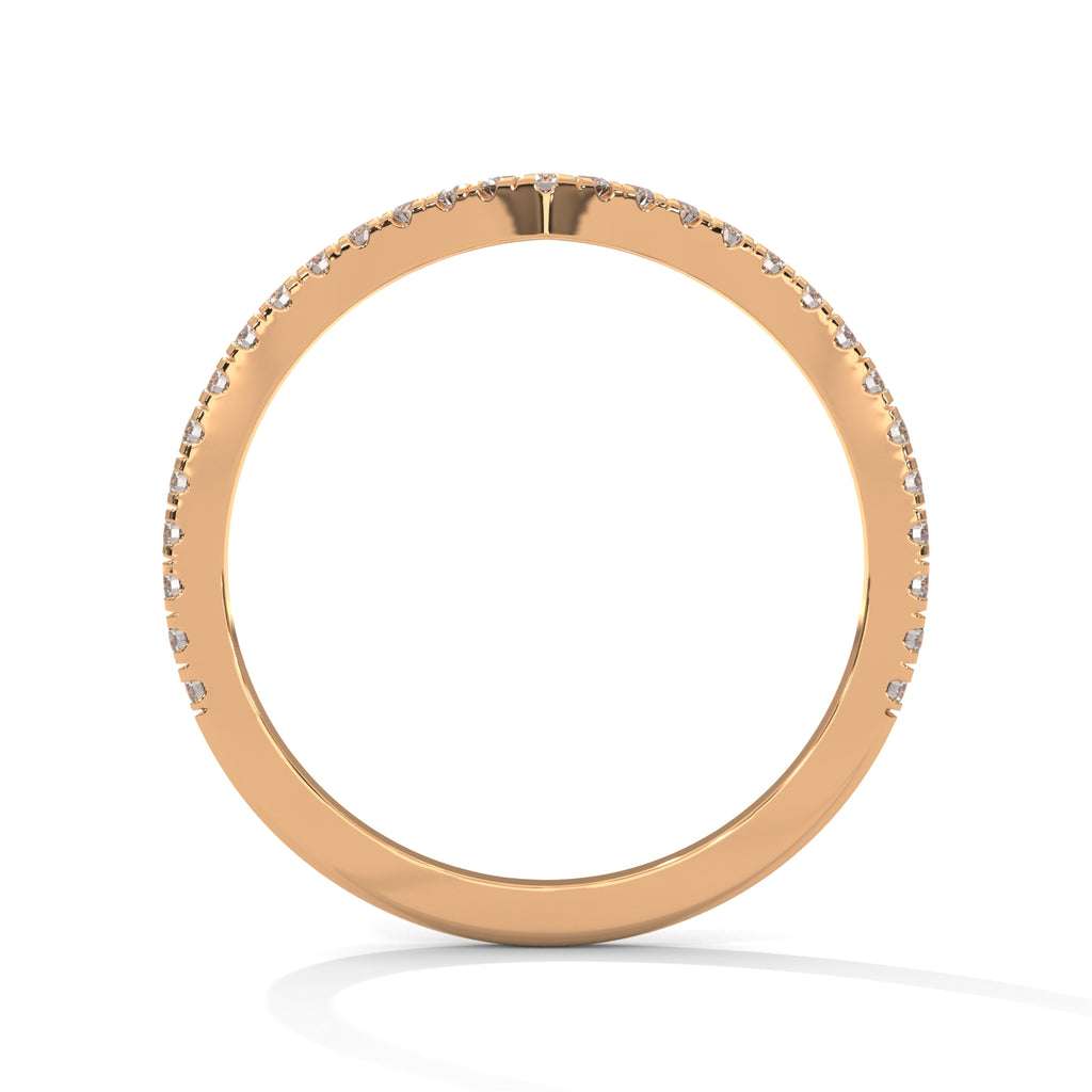 v shaped curved wedding band in 14K Rose gold
