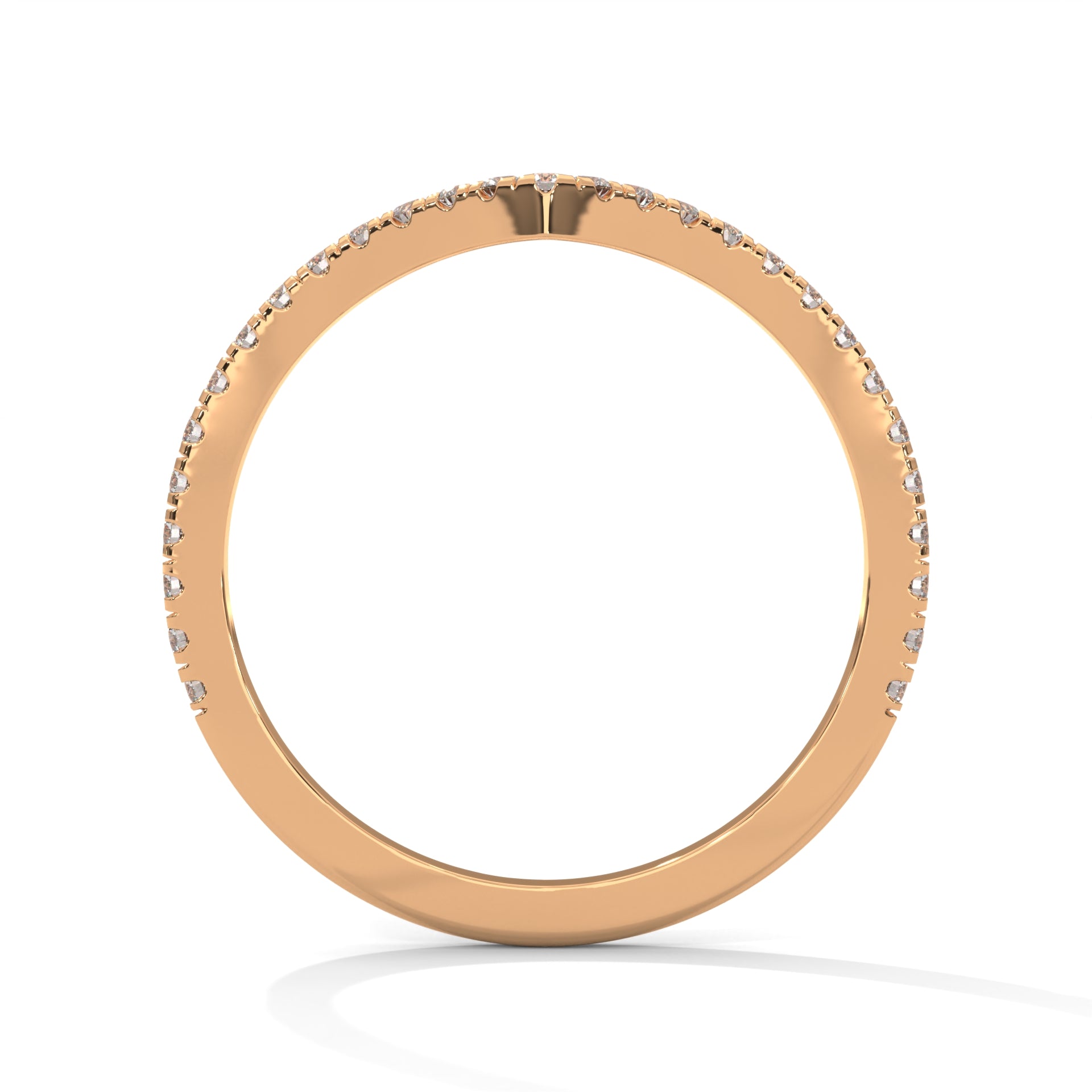 v shaped curved wedding band in 14K Rose gold