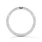 v shaped curved wedding band in 18K White gold