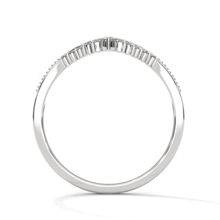 V shaped curved wedding band in White Gold