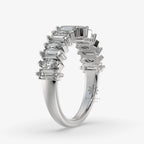 white gold baguette and marquise moissanite wedding band