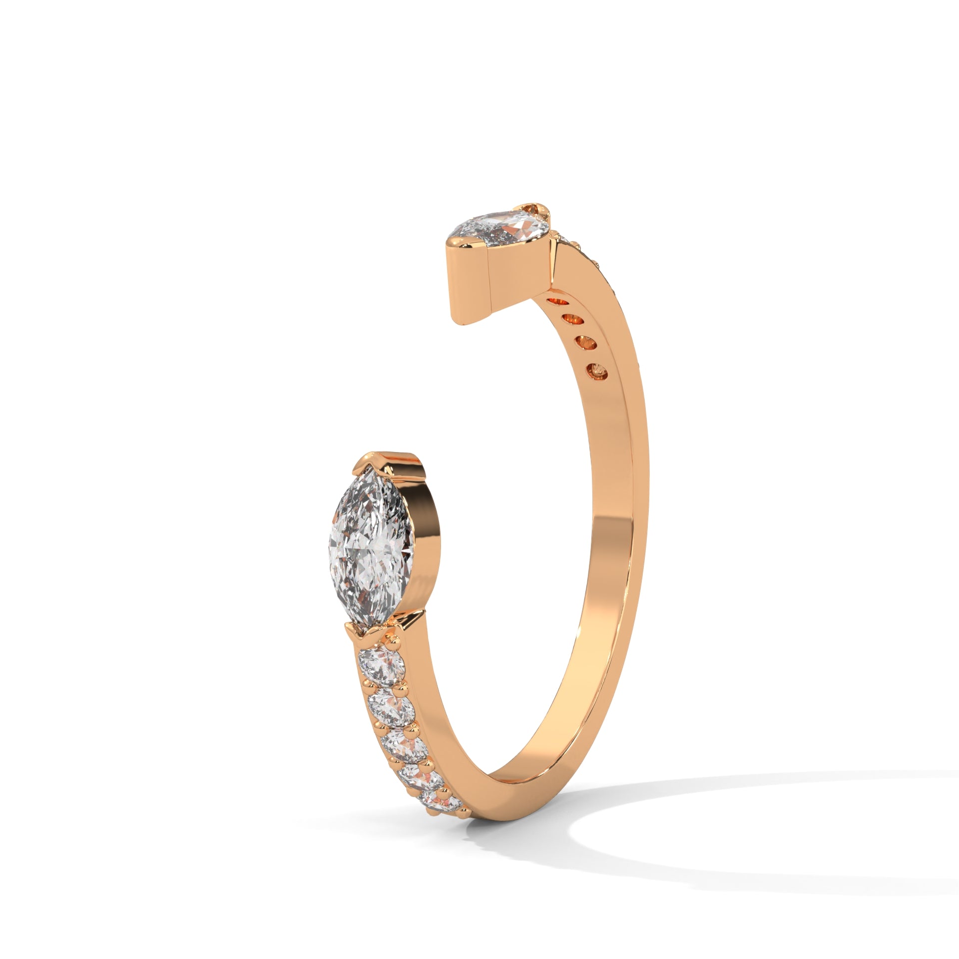 Stylish Marquise Moissanite Open Wrap Wedding Band